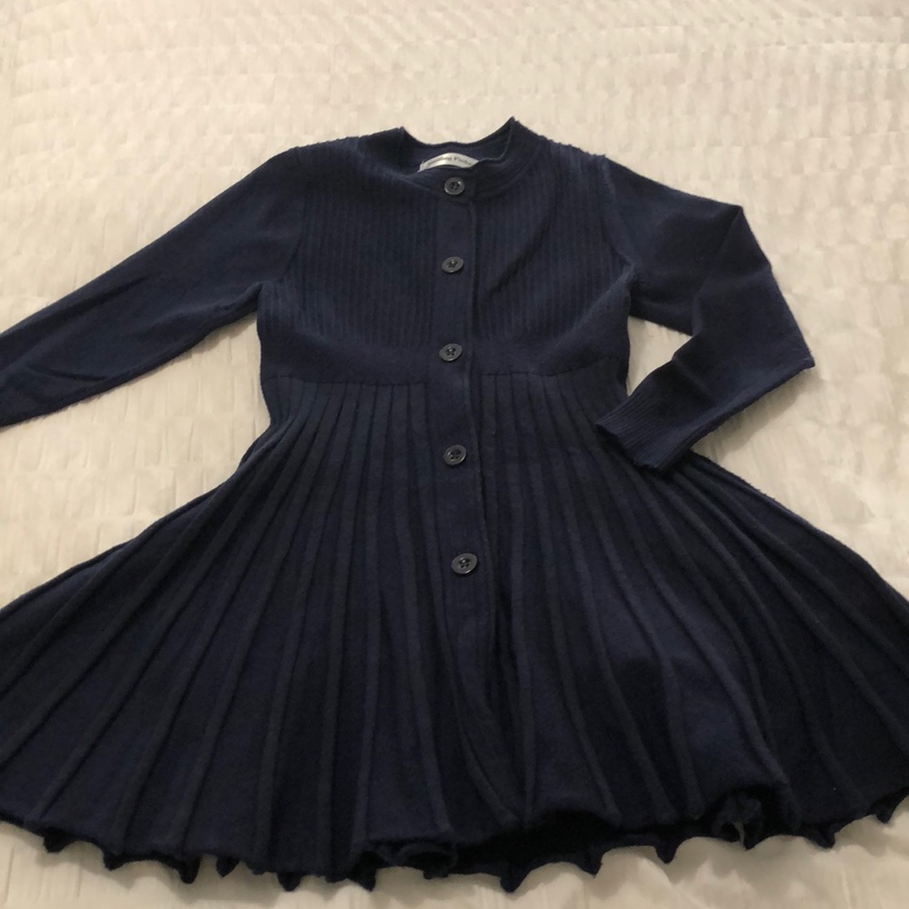 Girls button up, winter, Navy dress